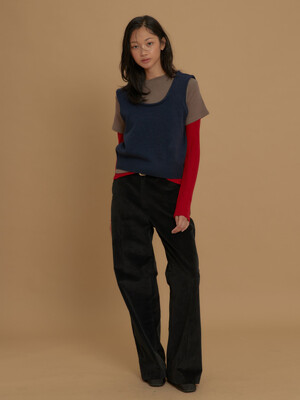 Essential Corduroy Bootcut Pants Black