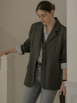 Tie strap detail layered jacket_Gray