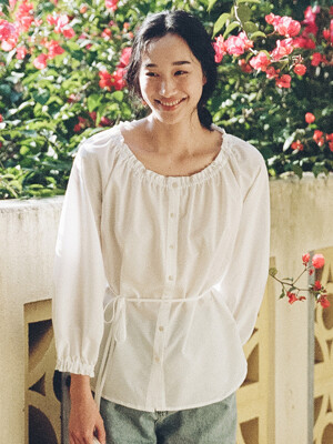 TALIA SHIRRING BLOUSE_WHITE