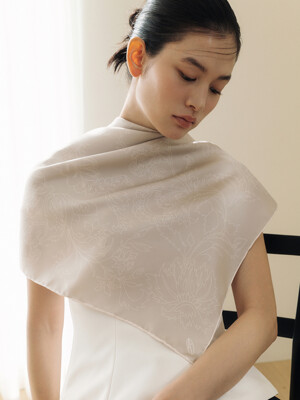 Bouquet Square Silk Scarf 90 - Sand