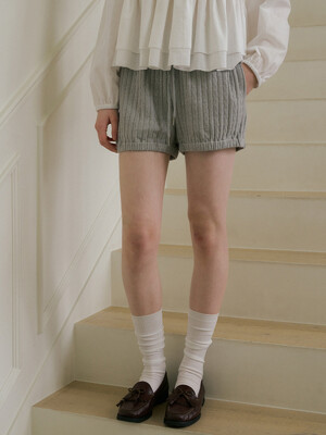 CABLE COTTON BANDING SHORTS - GRAY