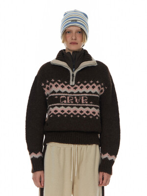 24WT GRVR NORDIC HALF ZIP-UP KNIT (3COLOR)