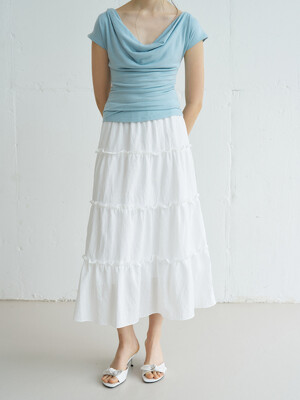 MELLY STRIPE TIERED MAXI SKIRT_WHITE