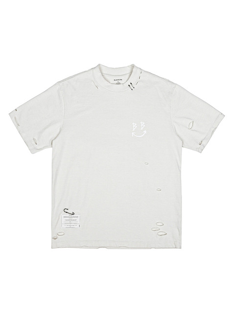 블랙블론드]BBD Shadow Smile Ripped Pigment T-Shirt (Vintage