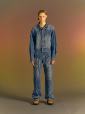 WAVE DENIM BOMBER JACKET awa570m(WASHED BLUE)