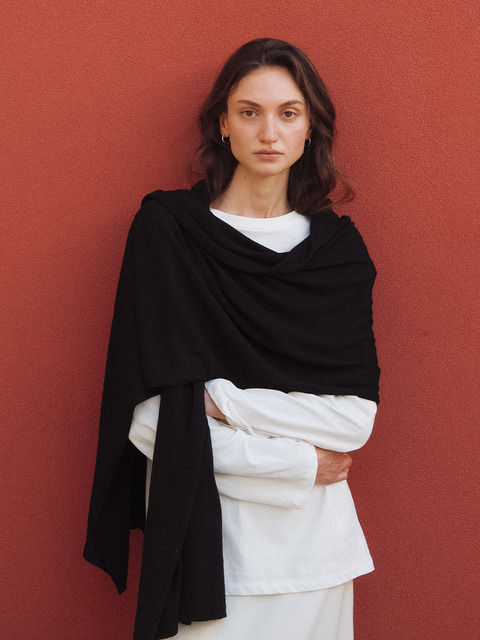 언에디트 I Aura Silk Wool Knit Scarf_Black