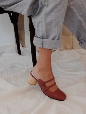 button mary jane mules Indian pink