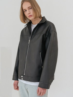 Overfit leather blouson jumper