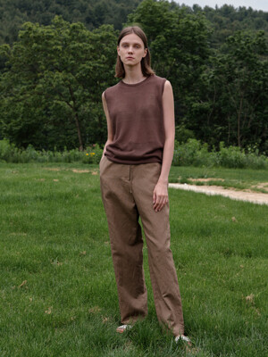 curved string pants (brown)