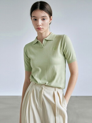 OPEN COLLAR HALF KNIT_GREEN