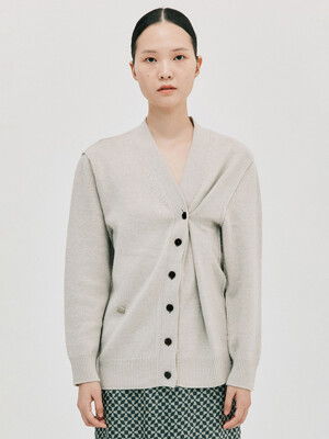 Cashmere Unbalanced Cardigan_Light Grey