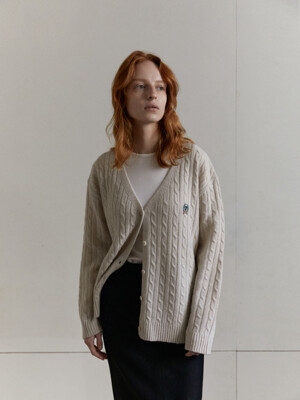 classic cable cardigan - oatmeal