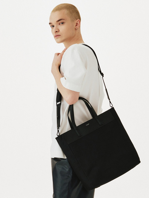 토트백 - 질스튜어트 맨 액세서리 (JILLSTUART MEN ACC) - 블랙 가죽배색 나일론 토트백 JUBA3E235BK