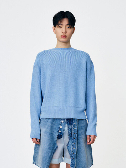 니트 - 라그랑지 (LAGRANGE) - WOOL ROUNDNECK KNIT SKY BLUE