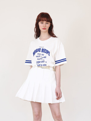 jacquard pleated skirt [white]