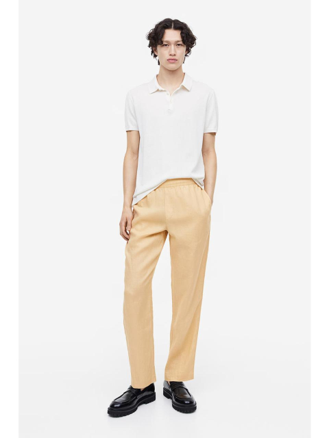 팬츠 - 에이치엔엠 (H&M) - Regular Fit 리넨 팬츠 라이트 베이지 1035679010
