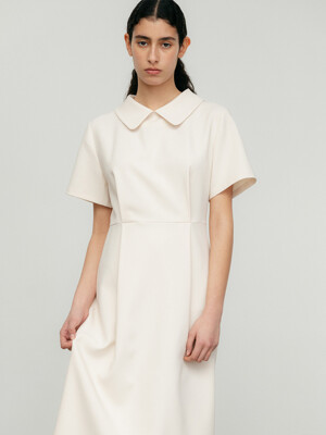 Collar Tuck Dress-lightbeige