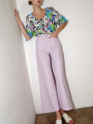 High-waist Linen Wide Pants