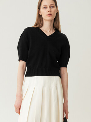 RESORT23 Puff Sleeve Knitted Top Black