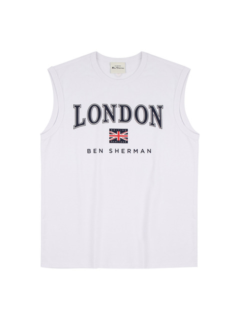 티셔츠 - 벤셔먼 (bensherman) - 남성 런던 배색 나시 티셔츠 화이트 BNBTS234M