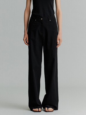 Cotton Straight Pants(Black)