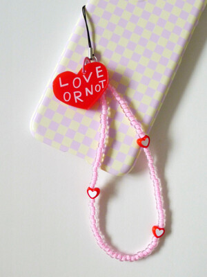 Red Love-Pink Beads Strap