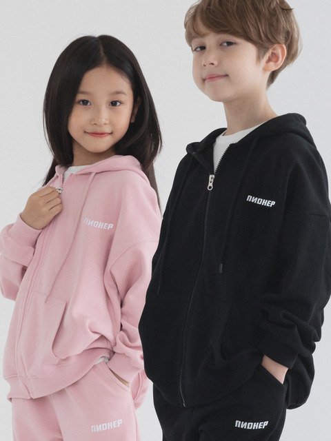 키즈어패럴,키즈어패럴 - 피아네르 (PIANER) - kids_[2 PACK] 미니 로고 자수 오버핏 후드집업 (6color)