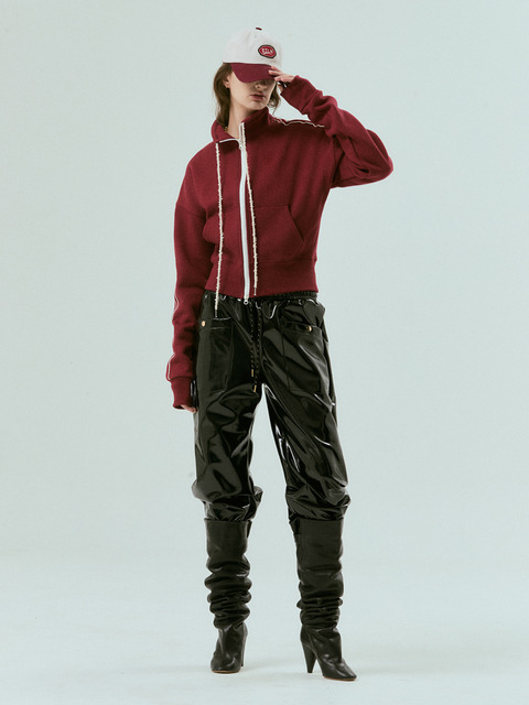 팬츠,팬츠 - 실른 (SILN) - Enamel leather track pants (BLACK)