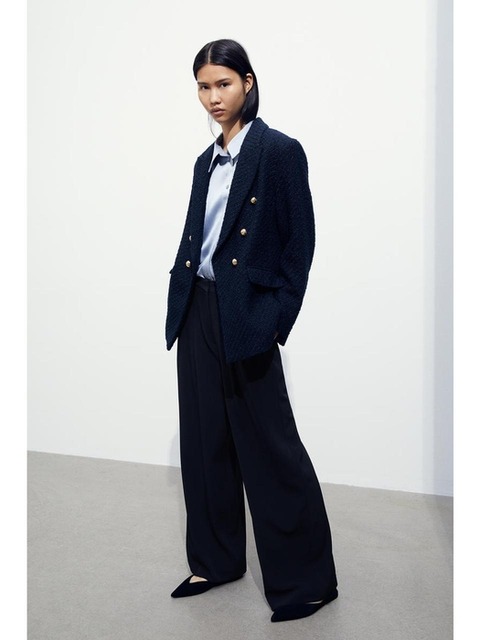 팬츠 - 에이치엔엠 (H&M) - 와이드 팬츠 네이비 블루 1090271026