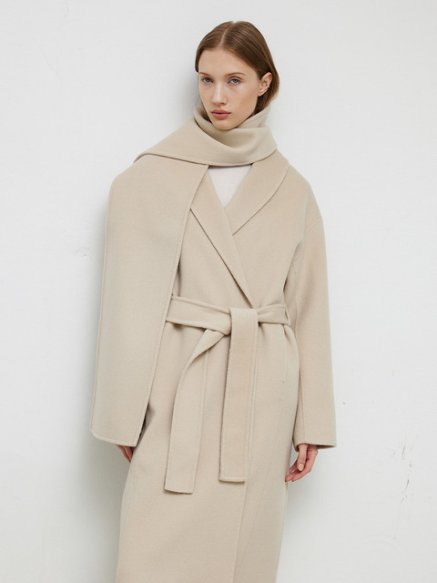 아우터,아우터 - 하베크 (HAVEC) - Shawl collar wool coat / Beige