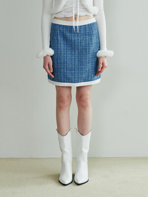 Bling Tweed Skirt - BLUE
