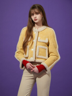 ECO FUR CROP JACKET - YELLOW