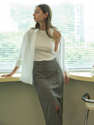 Moire Matte Cotton long Skirt (Gray)