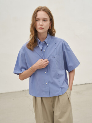 Cotton Half Shirt (Blue)