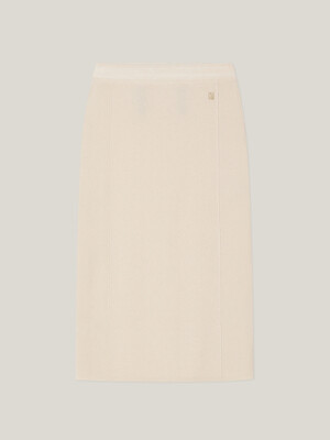 Cashmere 100% Jade Midi Skirt (Sand Beige)