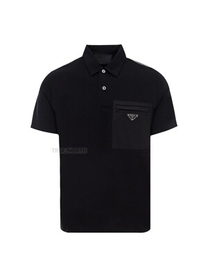 [프라다] 24SS 남성 UJN703 1YED F0806 삼각 로고 폴로 반팔 티셔츠 블랙