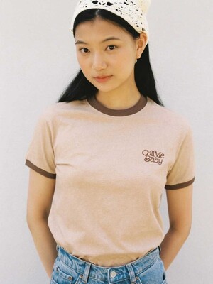Pigment Ringer Cropped Tee_Beige