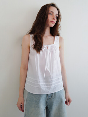 Square shirring blouse (white)