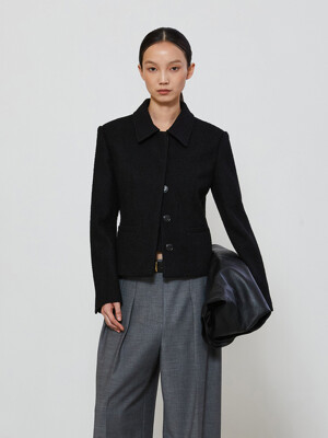STANDARD HIDDEN TWEED JACKET - BLACK