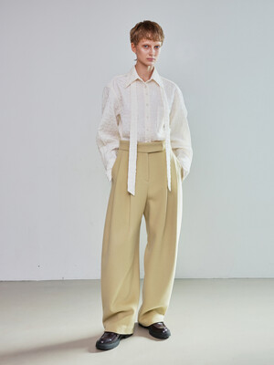 Cocoon Two-tuck Wool Cash Pants _ Yellow Beige