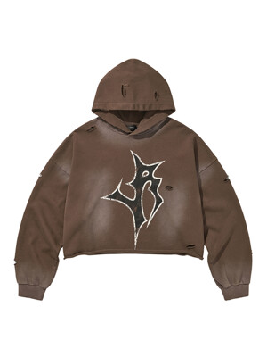 LOGO CROP HOODIE / BROWN