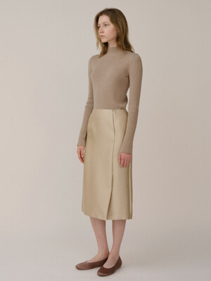 Wool Silk Skirt Sand Beige