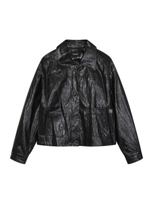 collar short button leather jacket- U1F32LJK010