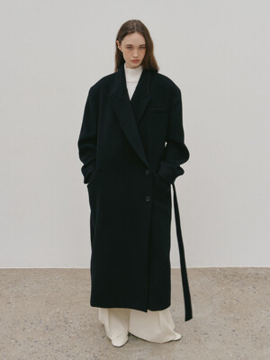 LONDON Cashmere Double Oversized Tailored Coat_Black