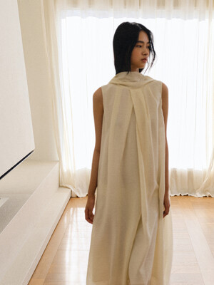 Cecil Scarf Dress Ecru