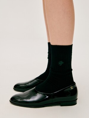 mercerized cotton logo socks - black