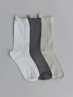 KAI RIBBED SOCKS_3COLORS SET