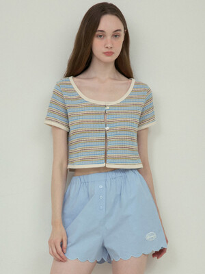 Vintage stripe half cardigan_Sky blue(O25-CD01)