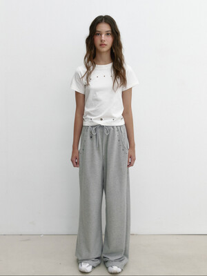 POCKET STUD SWEATPANTS (MELANGE GREY)
