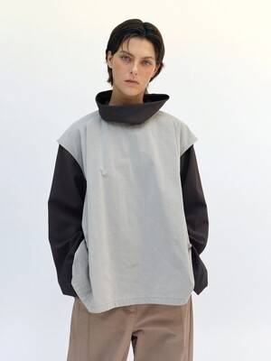 UNBAL-FLARE SLEEVELESS_LIGHT GREY